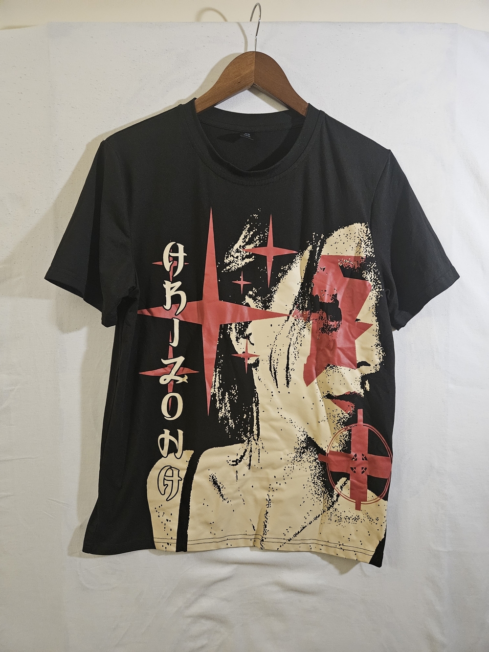 ROMWE Street Life Graphic Tee Black Red Y2K Opium Goth Anime T-Shirt
